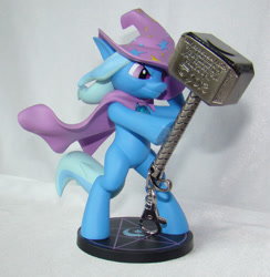 Size: 1000x1026 | Tagged: safe, derpibooru import, trixie, pony, action pose, bipedal, figure, holding, irl, keychain, merchandise, mjölnir, photo, thor, welovefine