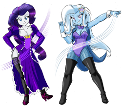 Size: 3120x2736 | Tagged: safe, artist:danmakuman, derpibooru import, rarity, trixie, equestria girls, armpits