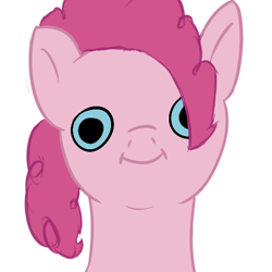 Size: 512x512 | Tagged: safe, pinkie pie, earth pony, pony, :i, bust, looking at you, portrait, simple background, smiling, solo, wat, white background