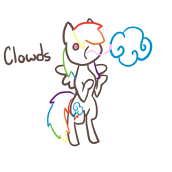 Size: 700x700 | Tagged: artist needed, source needed, safe, rainbow dash, pegasus, pony, blue coat, clowds, female, mare, multicolored mane, solo