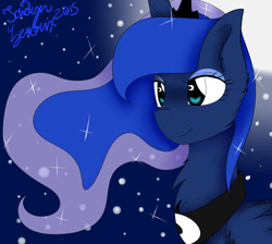 Size: 1024x916 | Tagged: safe, artist:jaidyn-fangtrap, princess luna, alicorn, pony, chest fluff, heart eyes, portrait, solo, wingding eyes