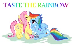 Size: 750x490 | Tagged: safe, artist:atomicfireball, fluttershy, rainbow dash, pegasus, pony, bandage, bandaid, cute, female, flutterdash, injured, lesbian, licking, shipping