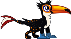 Size: 2146x1189 | Tagged: safe, artist:lightningbolt, derpibooru exclusive, derpibooru import, oc, oc only, oc:tristão, bird, griffon, toucan, .svg available, beak, claws, folded wings, griffon oc, male, ocelot, paws, simple background, solo, spots, standing, svg, toco toucan, toucan griffon, transparent background, vector, wings