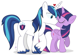 Size: 1035x750 | Tagged: safe, artist:dm29, shining armor, twilight sparkle, twilight sparkle (alicorn), alicorn, pony, unicorn, brother and sister, duo, female, heart, kiss on the cheek, kissing, male, mare, not incest, not shipping, platonic, platonic kiss, siblings, simple background, smiling, transparent background