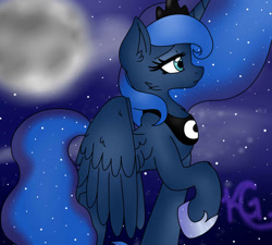 Size: 950x855 | Tagged: safe, artist:royaltwilight, princess luna, alicorn, pony, moon, raised hoof, solo