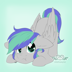 Size: 1024x1024 | Tagged: safe, artist:littledreamycat, oc, oc only, oc:storm feather, cute, face down ass up, heart eyes, wingding eyes