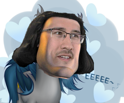 Size: 639x534 | Tagged: safe, artist:xn-d, edit, oc, oc only, oc:speck, bat pony, pony, cute, e meme, eeee, eyes closed, farquadiplier, happy, lord farquaad, markiplier, meme, open mouth, shitposting, smiling, solo