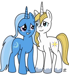 Size: 386x428 | Tagged: safe, artist:tobizgirl, derpibooru import, prince blueblood, trixie, pony, bluetrix, female, male, shipping, straight