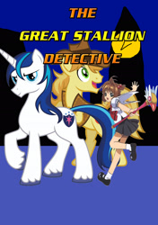 Size: 2222x3160 | Tagged: safe, braeburn, shining armor, pony, unicorn, crossover, movie poster, poster, sakura kinomoto, the great mouse detective