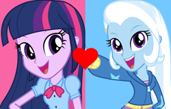 Size: 864x554 | Tagged: safe, derpibooru import, edit, trixie, twilight sparkle, equestria girls, female, lesbian, shipping, shipping domino, twixie