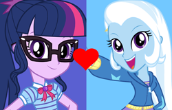 Size: 864x554 | Tagged: safe, derpibooru import, edit, sci-twi, trixie, twilight sparkle, better together, equestria girls, female, geode of telekinesis, lesbian, magical geodes, sci-twixie, shipping, shipping domino, twixie