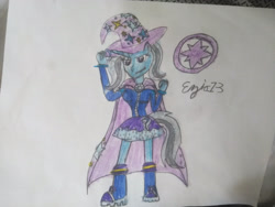 Size: 2828x2121 | Tagged: safe, artist:ezio1-3, derpibooru import, trixie, anthro, equestria girls, equestria girls outfit, solo, traditional art