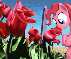 Size: 700x583 | Tagged: safe, artist:gsphere, pinkie pie, earth pony, pony, female, mare, pink coat, pink mane, rose, washington monument