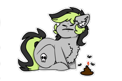 Size: 1500x1000 | Tagged: safe, artist:spoopygander, oc, oc only, oc:elli, earth pony, pony, chest fluff, cutie mark, ear fluff, meme, multicolored hair, outline, poop, shit candle, shitposting, simple background, solo, transparent background