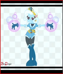 Size: 1128x1324 | Tagged: safe, artist:brodogz, derpibooru import, trixie, equestria girls, alicorn amulet, equestrian city, magic, solo, tiara