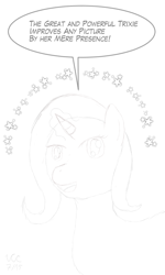 Size: 600x1000 | Tagged: safe, artist:vanilla-cherry-cream, derpibooru import, trixie, pony, unicorn, 30 minute art challenge, female, mare, monochrome, solo