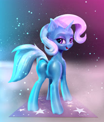 Size: 3833x4469 | Tagged: safe, artist:xbi, derpibooru import, trixie, pony, unicorn, female, looking at you, looking back, looking back at you, mare, missing cutie mark, plot, solo