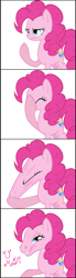 Size: 1079x3937 | Tagged: safe, artist:sakuyamon, pinkie pie, earth pony, pony, comic, facepull, female, hilarious in hindsight, hoers, mare, simple background, solo, trollface, u mad, wat, white background