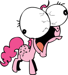 Size: 904x997 | Tagged: safe, pinkie pie, earth pony, pony, cartoony, eye pop, popped balloons, weird