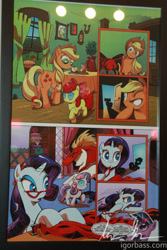 Size: 800x1200 | Tagged: safe, artist:andypriceart, derpibooru import, idw, apple bloom, applejack, rarity, sweetie belle, twilight sparkle, earth pony, pony, unicorn, the return of queen chrysalis, butt, changelings are terrible actors, comic, disguise, disguised changeling, eyeshadow, female, filly, idw advertisement, mare, my little pony project, official, official comic, photo, plot