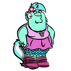 Size: 1024x1024 | Tagged: safe, artist:witchtaunter, lyra heartstrings, anthro, boots, clothes, crossover, cursed image, equestria girls outfit, family guy, jewelry, meme, necklace, peter griffin, shitposting, shoes, simple background, skirt, solo, transparent background, wat, what has science done, where is your god now?, why