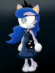 Size: 1024x1365 | Tagged: safe, artist:uwdr-64, princess luna, anthro, solo, sonic the hedgehog (series), sonicified