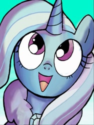 Size: 385x512 | Tagged: safe, artist:edyzh, derpibooru import, idw, trixie, pony, unicorn, 3ds, :>, cute, diatrixes, female, happy, solo, style emulation