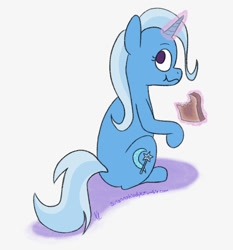 Size: 1000x1073 | Tagged: safe, artist:susannahindyk, derpibooru import, trixie, pony, unicorn, bread, cute, diatrixes, eating, female, food, magic, mare, no catchlights, no pupils, profile, sitting, solo, telekinesis, toast