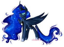 Size: 1520x1119 | Tagged: safe, artist:cihiiro, princess luna, alicorn, pony, signature, simple background, solo, transparent background