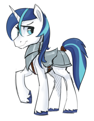 Size: 600x772 | Tagged: safe, artist:helhoof, shining armor, pony, unicorn, armor, horn, male, solo, stallion, white coat