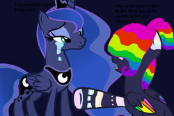 Size: 1080x720 | Tagged: safe, artist:foxyslender101, artist:velociraptorn, princess luna, oc, alicorn, pony