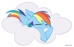 Size: 500x318 | Tagged: dead source, safe, artist:blank hooves, rainbow dash, pegasus, pony, /mlp/, cloud, female, mare, sleeping, solo