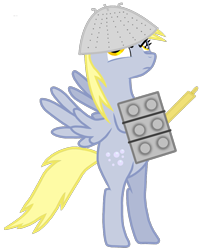 Size: 935x1162 | Tagged: safe, artist:totallynotabronyfim, derpy hooves, pegasus, pony, female, helmet, mare, rolling pin, shield