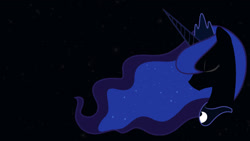 Size: 1920x1080 | Tagged: safe, artist:drpokelover, princess luna, alicorn, pony, bust, crown, eyes closed, flowing mane, jewelry, regalia, silhouette, solo, stars, wallpaper