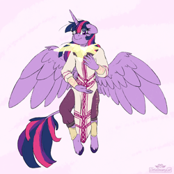 Size: 2200x2200 | Tagged: safe, artist:dreamy, artist:littledreamycat, twilight sparkle, twilight sparkle (alicorn), alicorn, anthro, pony, unguligrade anthro, fanfic:my little pony: the unexpected future, commission, leonine tail, pony to anthro, transformation