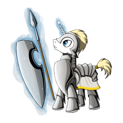 Size: 1200x1200 | Tagged: safe, artist:vistamage, pony, unicorn, armor, magic, royal guard, shield, spear, weapon