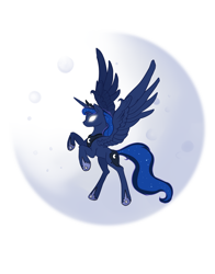 Size: 1200x1527 | Tagged: safe, artist:viwrastupr, princess luna, alicorn, pony, glowing eyes, moon, rearing, simple background, solo, spread wings, transparent background