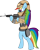 Size: 739x916 | Tagged: safe, artist:shysolid, rainbow dash, pegasus, pony, blue mane, female, gun, mare, multicolored mane