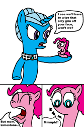 Size: 1000x1500 | Tagged: safe, artist:blackrhinoranger, derpibooru import, cloudy quartz, pinkie pie, trixie, earth pony, pony, comic, dialogue, ed edd n eddy, no mouth, rock-a-bye ed, speech bubble