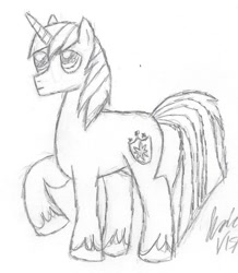 Size: 706x811 | Tagged: safe, artist:rainbow-pastel, shining armor, pony, unicorn, monochrome, solo, traditional art