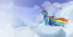 Size: 3000x1541 | Tagged: safe, artist:darkflame75, rainbow dash, pegasus, pony, cloud, cloudy, solo