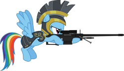 Size: 5243x3015 | Tagged: safe, artist:ivanspacebiker, commander hurricane, rainbow dash, pegasus, pony, alternate universe, armor, clothes, crossover, female, gun, halo (series), hooves, mare, optical sight, rifle, simple background, sniper rifle, solo, spartan, transparent background, weapon, wings