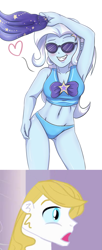 Size: 871x2133 | Tagged: safe, artist:sumin6301, derpibooru import, edit, editor:jdueler11, prince blueblood, trixie, better together, equestria girls, forgotten friendship, adorasexy, armpits, belly button, bikini, bikini bottom, bluetrix, breasts, cleavage, clothes, cute, diatrixes, equestria girls-ified, female, heart, male, sarong, sexy, shipping, simple background, smiling, straight, sunglasses, swimsuit, white background