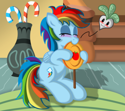 Size: 1406x1250 | Tagged: safe, artist:ziemniax, rainbow dash, pegasus, pony, candy, candy cane, lollipop