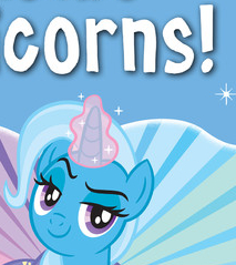 Size: 213x239 | Tagged: safe, derpibooru import, trixie, pony, unicorn, c:, corn, cropped, cute, diatrixes, female, food, glowing horn, looking at you, mare, meme, raised eyebrow, smiling, smirk, smug, sparkles, starburst background, sunburst background, wat, we are unicorns, wow! glimmer