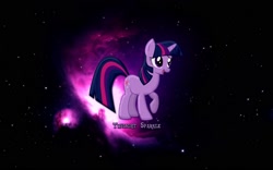 Size: 1680x1050 | Tagged: safe, derpibooru import, twilight sparkle, unicorn twilight, pony, unicorn, female, mare, open mouth, raised hoof, solo, stars, text, wallpaper