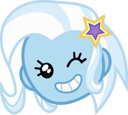 Size: 609x546 | Tagged: safe, artist:anime-equestria, derpibooru exclusive, derpibooru import, trixie, better together, equestria girls, game stream, cute, diatrixes, emoji, female, head only, one eye closed, simple background, smiling, transparent background, wink