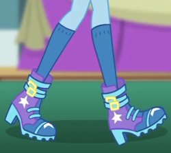 Size: 375x335 | Tagged: safe, derpibooru import, screencap, trixie, best in show: the victory lap, better together, equestria girls, boots, clothes, cropped, high heel boots, kneesocks, legs, pictures of legs, shoes, socks