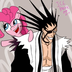 Size: 900x900 | Tagged: safe, artist:icebreak23, pinkie pie, earth pony, pony, bleach (manga), crossover, zaraki kenpachi