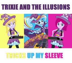 Size: 938x818 | Tagged: safe, artist:themexicanpunisher, derpibooru import, fuchsia blush, lavender lace, trixie, equestria girls, rainbow rocks, box art, female, single, trixie and the illusions